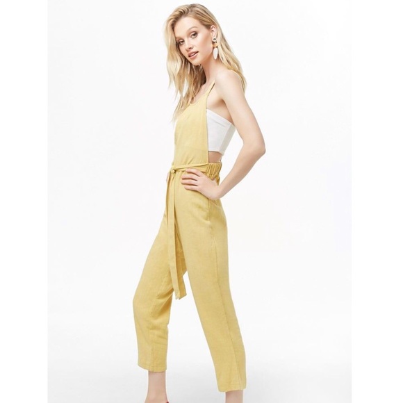 mustard linen jumpsuit
